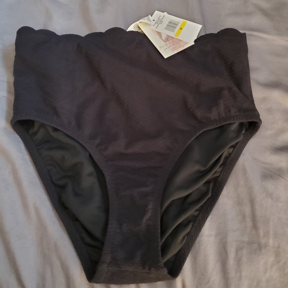 Jessica Simpson Scalloped High-Waist Swim Bottom M